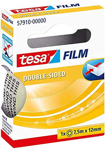 Tesa, doppelseitiges Klebeband, perfekt für Fotos und Papier, 10 m x 15 mm, in hoher Qualität, Box aus Metall 7.5m x 12mm von tesa