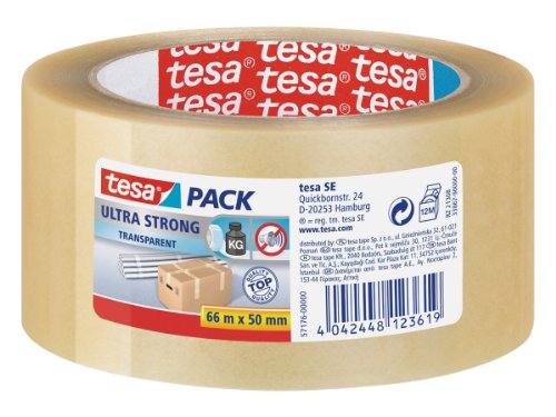 Tesa 5 Rollen Profi Klebeband Ultra Strong 66m x 50mm, transparent von tesa