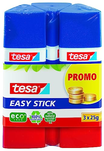 Tesa Easy Stick ecoLogo dreieckiger Klebestift, 3x 25 g, blau von tesa