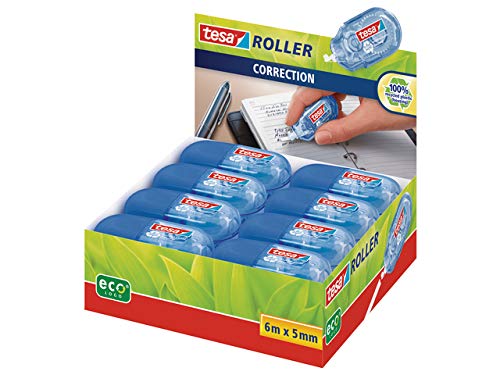 Tesa Mini Roller Correction ecoLogo, (Blue 16er Pack) Display von tesa