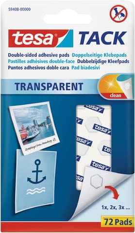 tesa® Klebestrips Tack - 72 Pads, ablösbar, transparent; Packungsinhalt: 72 Stück von tesa