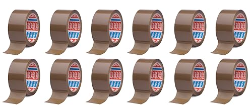 tesa 64014 Klebeband Paketklebeband Packband 66m x 50mm (12 Rollen, braun) von tesa