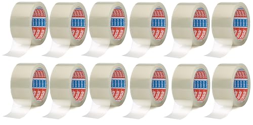 tesa 64014 Klebeband Paketklebeband Packband 66m x 50mm (12 Rollen, transparent) von tesa