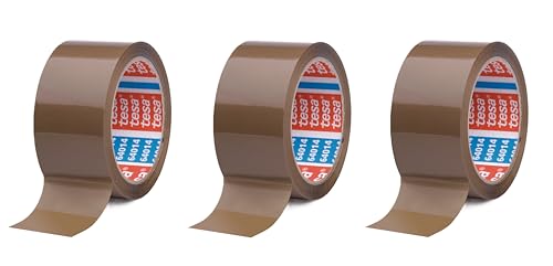 tesa 64014 Klebeband Paketklebeband Packband 66m x 50mm (3 Rollen, braun) von tesa