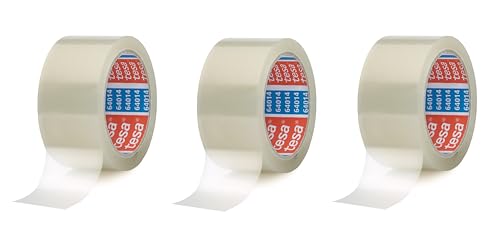 tesa 64014 Klebeband Paketklebeband Packband 66m x 50mm (3 Rollen, transparent) von tesa