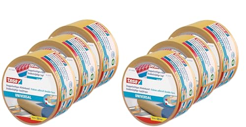 tesa Doppelseitiges Klebeband (6er Pack, 10m:50mm) von tesa