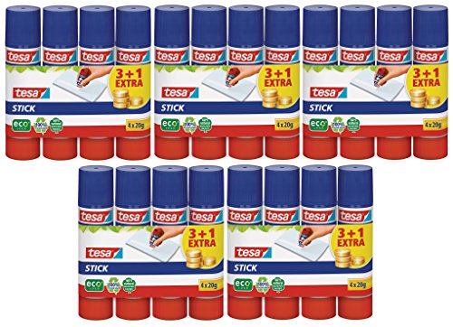 tesa Klebestift, rund, ökologisch, 20er Maxi Sparpack, 20g (5, 20g) von tesa