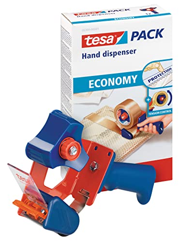 tesa Packband Handabroller ECONOMY - robuster Abroller für Paketbänder - Profi-Qualität - Für Klebebänder mit bis zu 50 cm Breite von tesa