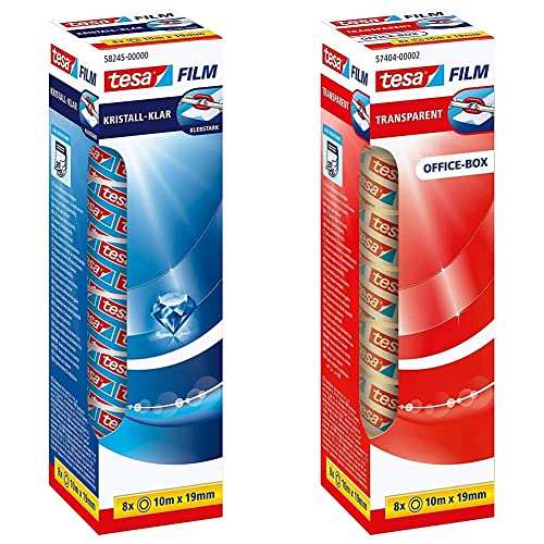 tesafilm kristall-klar - 8er Pack - 10 m x 19 mm & film transparent - Transparentes Klebeband mit starker Haftung - alterungsbeständig und reißfest - 10 m x 19 mm - 8er Pack tesafilm kristall-klar - 8er Pack - 10 m x 19 mm & film transparent - Transparentes Klebeband mit starker Haftung - alterungsbeständig und reißfest - 10 m x 19 mm - 8er Pack von tesa