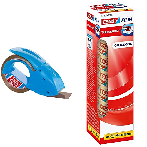 tesapack Abroller Pack' n' Go - ergonomisch, blau - Inklusive Klebeband & film transparent - Transparentes Klebeband mit starker Haftung - alterungsbeständig und reißfest - 10 m x 19 mm - 8er Pack tesapack Abroller Pack' n' Go - ergonomisch, blau - Inklusive Klebeband & film transparent - Transparentes Klebeband mit starker Haftung - alterungsbeständig und reißfest - 10 m x 19 mm - 8er Pack von tesa