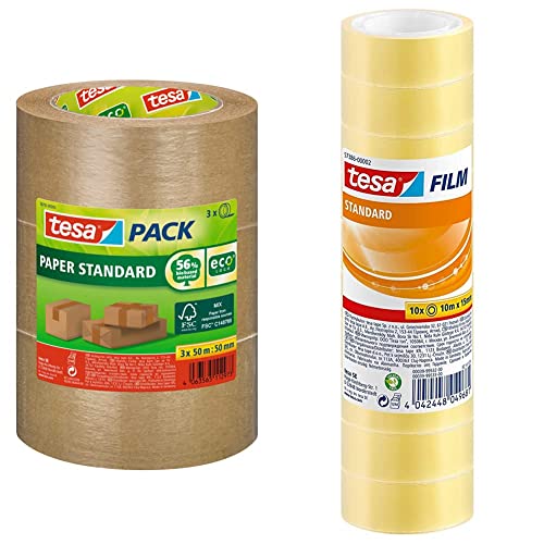 tesapack Papier Standard - Umweltschonendes Paketband-Braun & film standard - Transparentes Multifunktions-Klebeband für Heim- Schul- und Büroanwendungen - 10 m x 15 mm - 10er Pack tesapack Papier Standard - Umweltschonendes Paketband-Braun & film standard - Transparentes Multifunktions-Klebeband für Heim- Schul- und Büroanwendungen - 10 m x 15 mm - 10er Pack von tesa