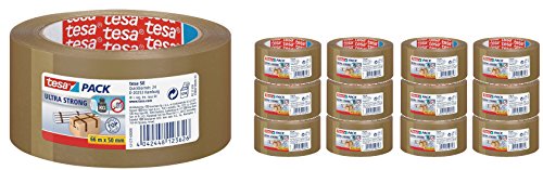 tesapack Ultra Strong - PVC-Klebebänder für festes Verpacken und sicheres Bündeln - Braun - 66 m x 50 mm (66m x 50mm, braun) von tesa