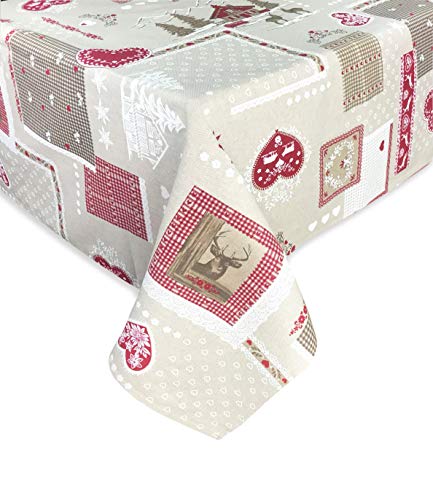 Tischdecke aus Schwerer Baumwolle Made in Italy – Tiroler Design Valbadia, Rechteckig, Waschbar – Elegant & Langlebig für Zuhause & Gastronomie – cm. 140x240 x12 Personen von tex family