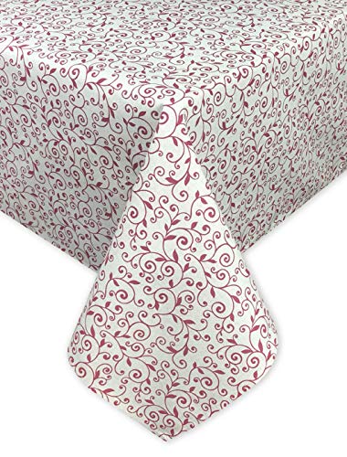 Tischdecke aus Schwerer Baumwolle Made in Italy – Arabesk Rot, Rechteckig, Waschbar – Elegant & Langlebig für Zuhause & Gastronomie – cm. 140x300 x18 Personen von tex family
