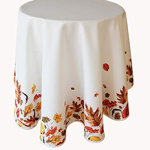 texpot Tischdecke 150 cm rund Herbst Blätter Creme Weiß Beige Bunt Bedruckt texpot Tischdecke 150 cm rund Herbst Blätter Creme Weiß Beige Bunt Bedruckt von texpot