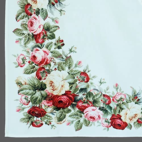 Tischdecke mit Rosen Druckmotiv Tischläufer 100% Polyester Frühling Sommer (130 x 170 cm) von texpot