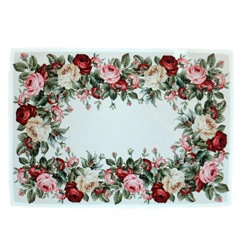 Tischdecke mit Rosen Druckmotiv Tischläufer 100% Polyester Frühling Sommer (35 x 50 cm) von texpot