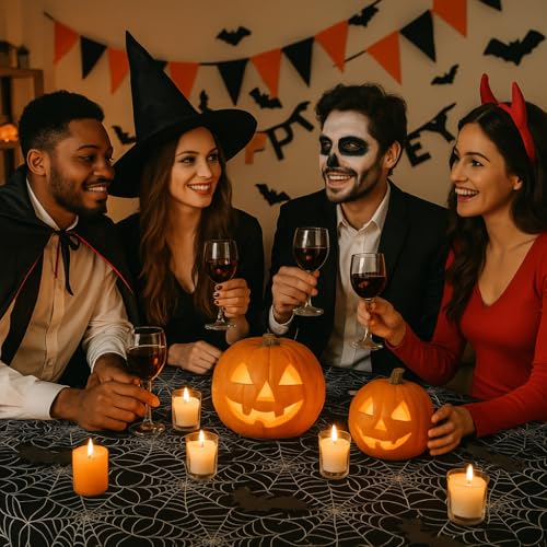 texpot Gartendecke 140 x 240 cm abwaschbar Halloween Spinne Wachstuchtischdecke Tischdecke von texpot