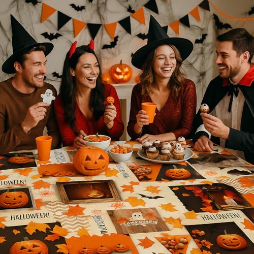 texpot Gartendecke 140 x 400 cm abwaschbar Halloween Wachstuchtischdecke Tischdecke von texpot