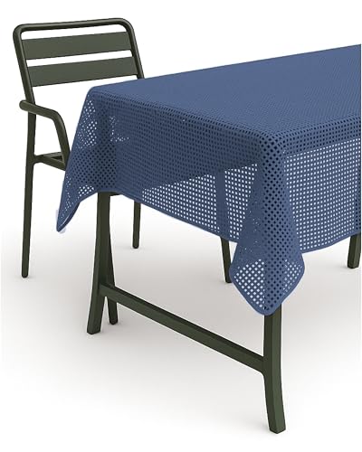 texpot Gartentischdecke 140 x 180 cm oval Blau Karo wetterfest geschäumt rutschfest von texpot