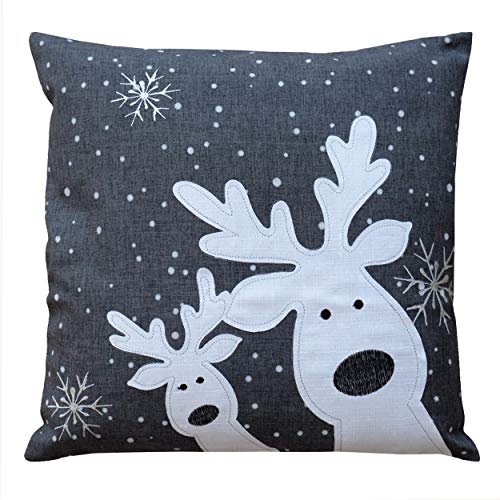 texpot Kissenhülle 40 x 40 cm mit Stickerei Lustiger Elch - dunkelgrau weiß - Weihnachten Winter Advent Kissenbezug texpot Kissenhülle 40 x 40 cm mit Stickerei Lustiger Elch - dunkelgrau weiß - Weihnachten Winter Advent Kissenbezug von texpot