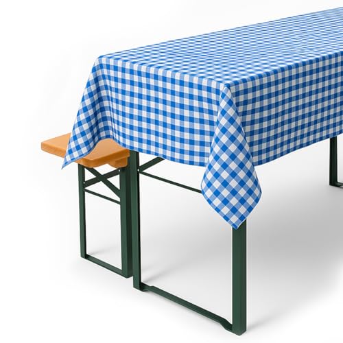 texpot Tischdecke Biertisch 110 x 260 cm blau-weiß kariert 20 mm Karo Baumwolle Landhaus Oktoberfest von texpot