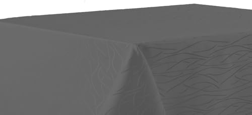 texpot Tischdecke 110 x 140 cm Grau Streifen bügelfrei Tischtuch fleckabweisend von texpot