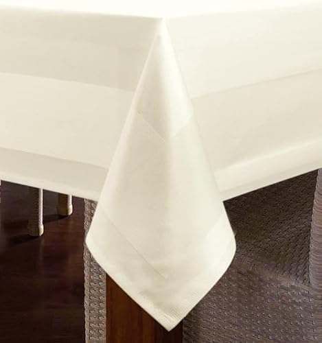 texpot Tischdecke 130 x 190 cm mit Atlaskante aus 100% Baumwolle - Farbe Sekt - 90 Grad waschbar Damast von texpot