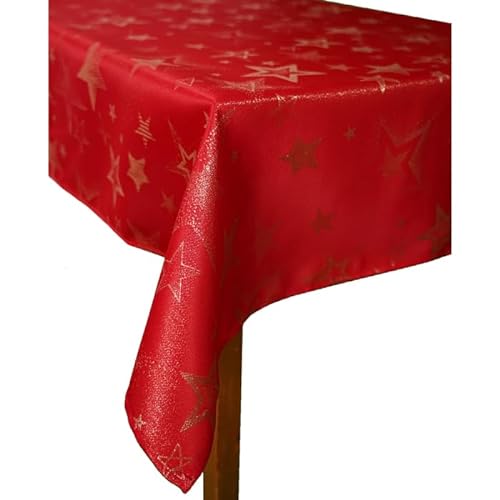 texpot Tischdecke 130 x 250 cm in Rot Weihnachten Advent Sterne 100% Polyester von texpot