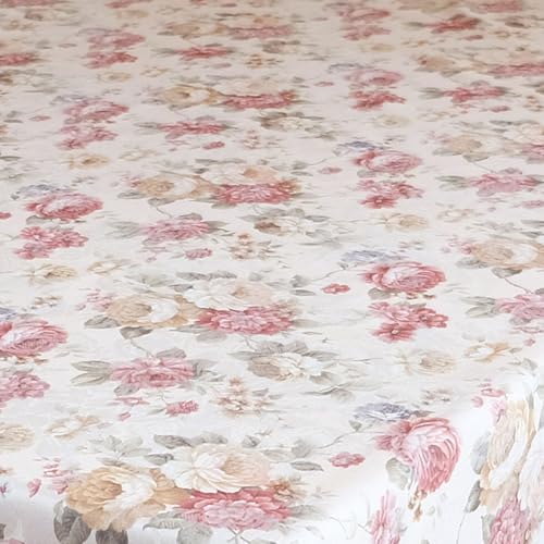 texpot Tischdecke 160 x 220 cm oval Druck Rosen Blumen Ecru-bunt Tischläufer Jacquard von texpot