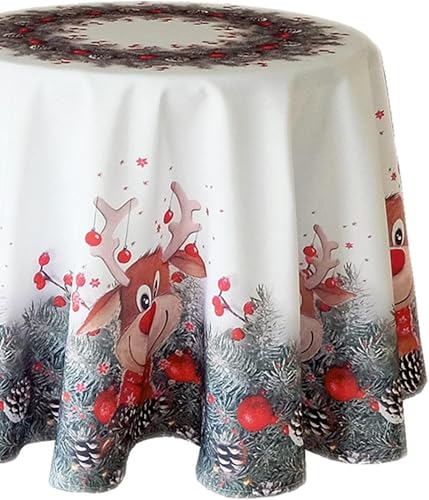 texpot Tischdecke 170 cm rund Elch mit roter Nase Weihnachtstischdecke Tischläufer Weihnachten Winter texpot Tischdecke 170 cm rund Elch mit roter Nase Weihnachtstischdecke Tischläufer Weihnachten Winter von texpot