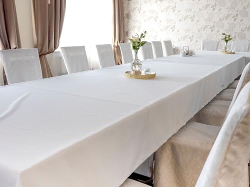 texpot Tischdecke 240 x 120 cm Baumwolle Tafeltuch Tischtuch glänzend weiß texpot Tischdecke 240 x 120 cm Baumwolle Tafeltuch Tischtuch glänzend weiß von texpot