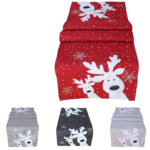 texpot Tischläufer 40 x 140 cm rot weiß Silber, lustiger Elch, Rentier, Tischdecke, Weihnachten Weihnachtsdeko Weihnachtstischdecke texpot Tischläufer 40 x 140 cm rot weiß Silber, lustiger Elch, Rentier, Tischdecke, Weihnachten Weihnachtsdeko Weihnachtstischdecke von texpot