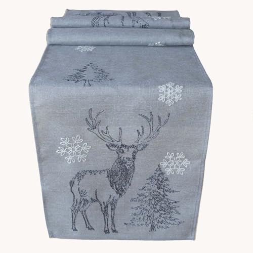 texpot Tischläufer 40 x 85 cm Stickerei Elch Bäume Weihnachten Winter Deko texpot Tischläufer 40 x 85 cm Stickerei Elch Bäume Weihnachten Winter Deko von texpot