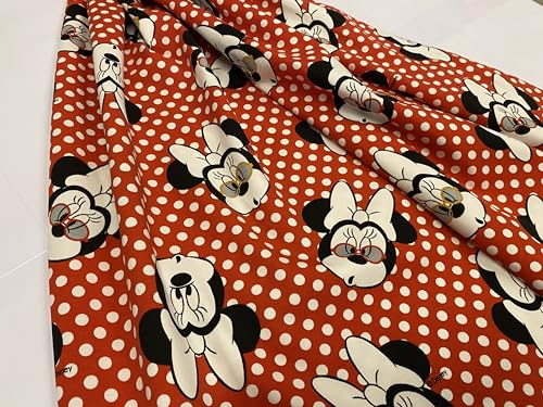 Disney Stoff MINNIE PUNTO ROT T-shirt-Stoffe, Pyjamas, Baumwollstoffe, Kinderstoffe, Stoffe Meterware 1 Meter x 140 cm von textil pertex