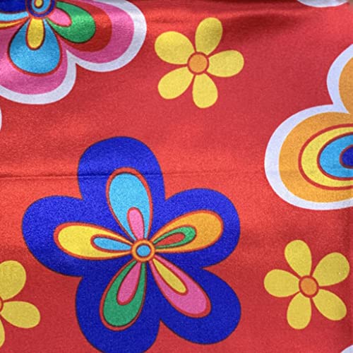 Karnevalsstoff, Satin Blumen HIPPIE, Kostümstoffe, Handwerk und Bastelstoffe, Stoffe Meterware, 1 Meter x 150 cm von textil pertex