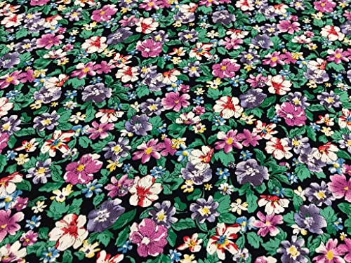 textil pertex Viskose-Blumenstoff, grüne Blumen, Blusenstoffe, Kleid, lässiger Damenstoff, Stoffe als Meterware, 1 Meter x 145 cm von textil pertex