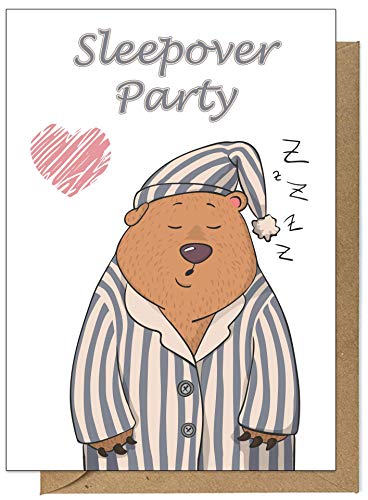 20 Einladungskarten Kindergeburtstag: Sleepover Party - Übernachtungsparty Geburtstagseinladungen Einladungen Geburtstag Kinder Mädchen (20 Karten mit 20 passenden Umschlägen Briefumschlägen) von the lazy panda card company
