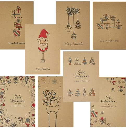 24 Weihnachtskarten aus extra dickem Kraftkarton aus Recyclingpapier (Klappkarten) von the lazy panda card company