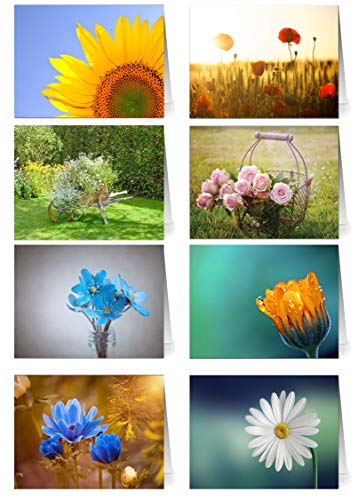 48 Grußkarten Blumen Klappkarten mit 48 Umschlägen Blumen & Garten von the lazy panda card company