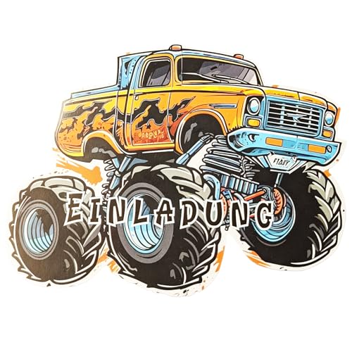 the lazy panda card company Monster Truck Einladung - 12 Einladungskarten Kindergeburtstag Geburtstagseinladungen Monster Auto Truck Geburtstag (12 x Monster Truck) von the lazy panda card company