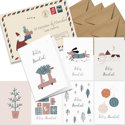 the lazy panda card company Weihnachtskarten mit Umschlag 30er Set - auf Spanisch - A6 Klappkarten Weihnachtskarten the lazy panda card company Weihnachtskarten mit Umschlag 30er Set - auf Spanisch - A6 Klappkarten Weihnachtskarten von the lazy panda card company