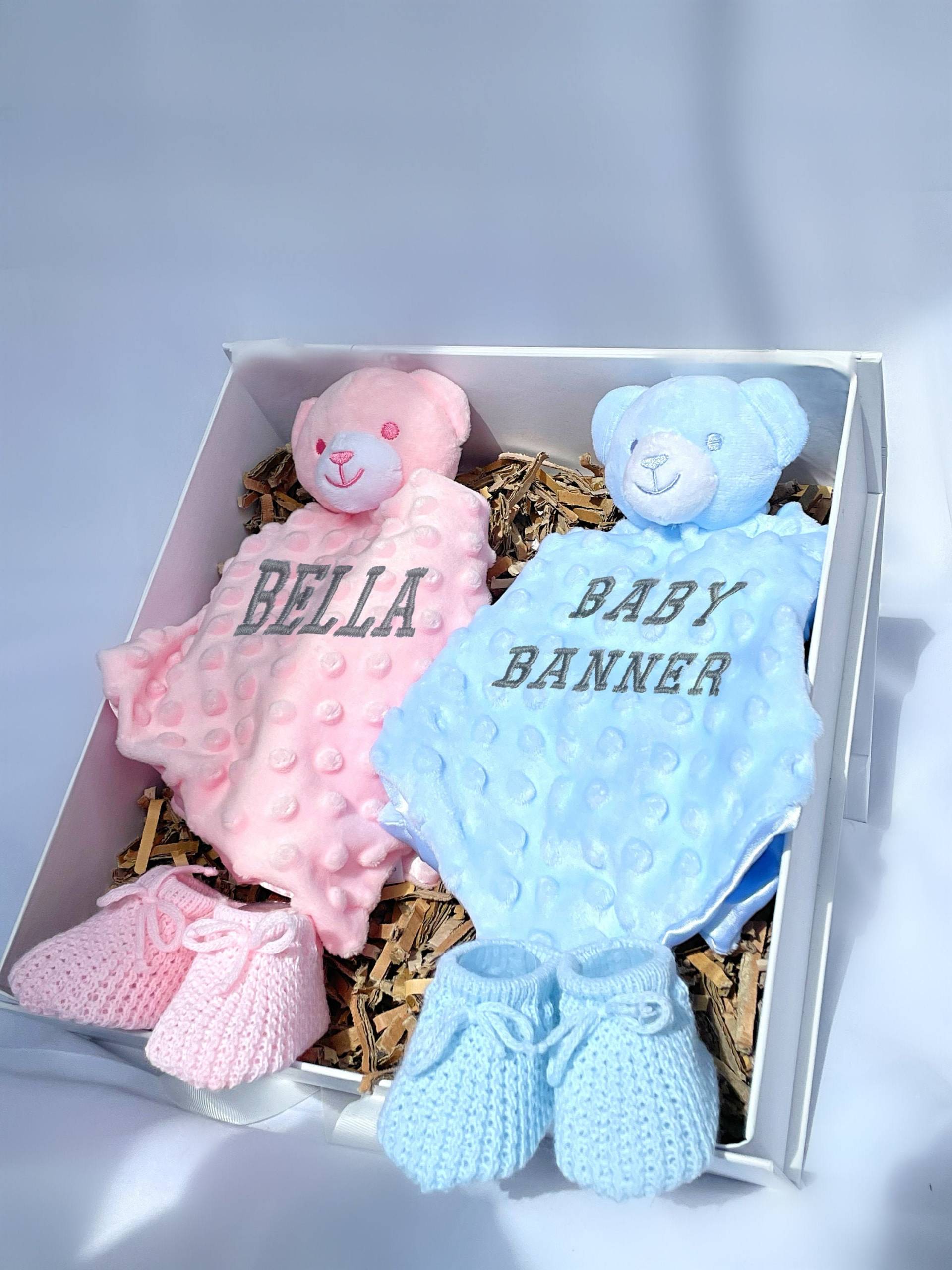 Zwilling Baby Geschenk Set, Zwillinge Bär Geschenk, Geschenkkorb, Dusche Babys von thebababee