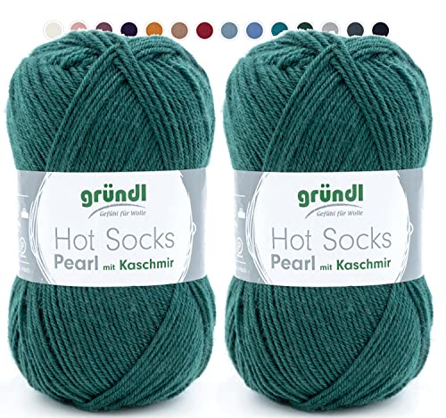 theofeel Set | 2x50g Sockenwolle mit Kaschmir grün | Gründl Hot Socks Pearl 08 | Merino Sockengarn mit Cashmere zum Stricken oder Häkeln von theofeel