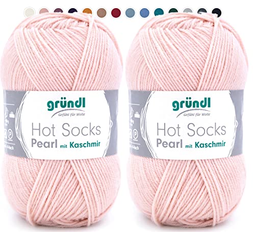 theofeel Set | 2x50g Merino Sockenwolle mit Kaschmir Gründl Hot Socks Pearl 16, Wolle hell altrosa mit Kaschmir zum Stricken oder Häkeln von theofeel