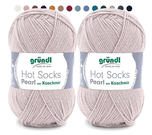 theofeel Set | 2x50g Merino Sockenwolle mit Kaschmir | Gründl Hot Socks Pearl 19 sand | Strumpfwolle mit Kaschmirwolle | Cashmere Sockengarn zum Stricken oder Häkeln von theofeel