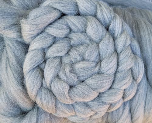 BFL Kammzug Bluefaced Leicester Wolle zum filzen, spinnen, weben, Spinnfasern Kammzugwolle auch für Anfänger, natur ungefärbt, ab 100g (BFL - grau) von theofeel