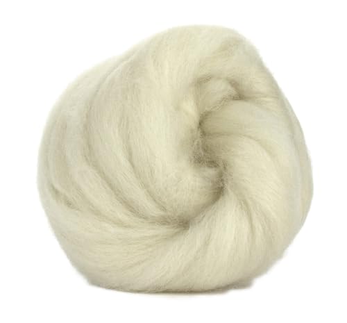 BFL Kammzug Bluefaced Leicester Wolle zum filzen, spinnen, weben, Spinnfasern Kammzugwolle auch für Anfänger, natur ungefärbt, ab 100g (BFL - natur weiss) von theofeel