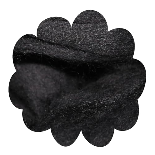 Deutsche Merinowolle Filzwolle 25g Merino, nassfilzen, nadelfilzen, Märchenwolle, Spinnwolle, Spinnfasern, Wolle zum spinnen, filzen, basteln (schwarz) von theofeel