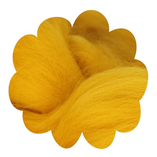Deutsche Merinowolle Filzwolle gelb 25g Merino, nassfilzen, trockenfilzen, Märchenwolle, Spinnwolle, Spinnfasern, Wolle zum spinnen, filzen, basteln (goldgelb) von theofeel